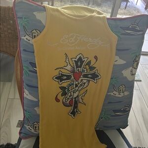 Ed Hardy yellow tank top one size fits all